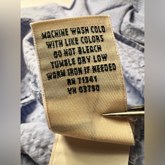 L.L. Bean Seersucker Blue Button Down Shirt - Picture 5 of 7